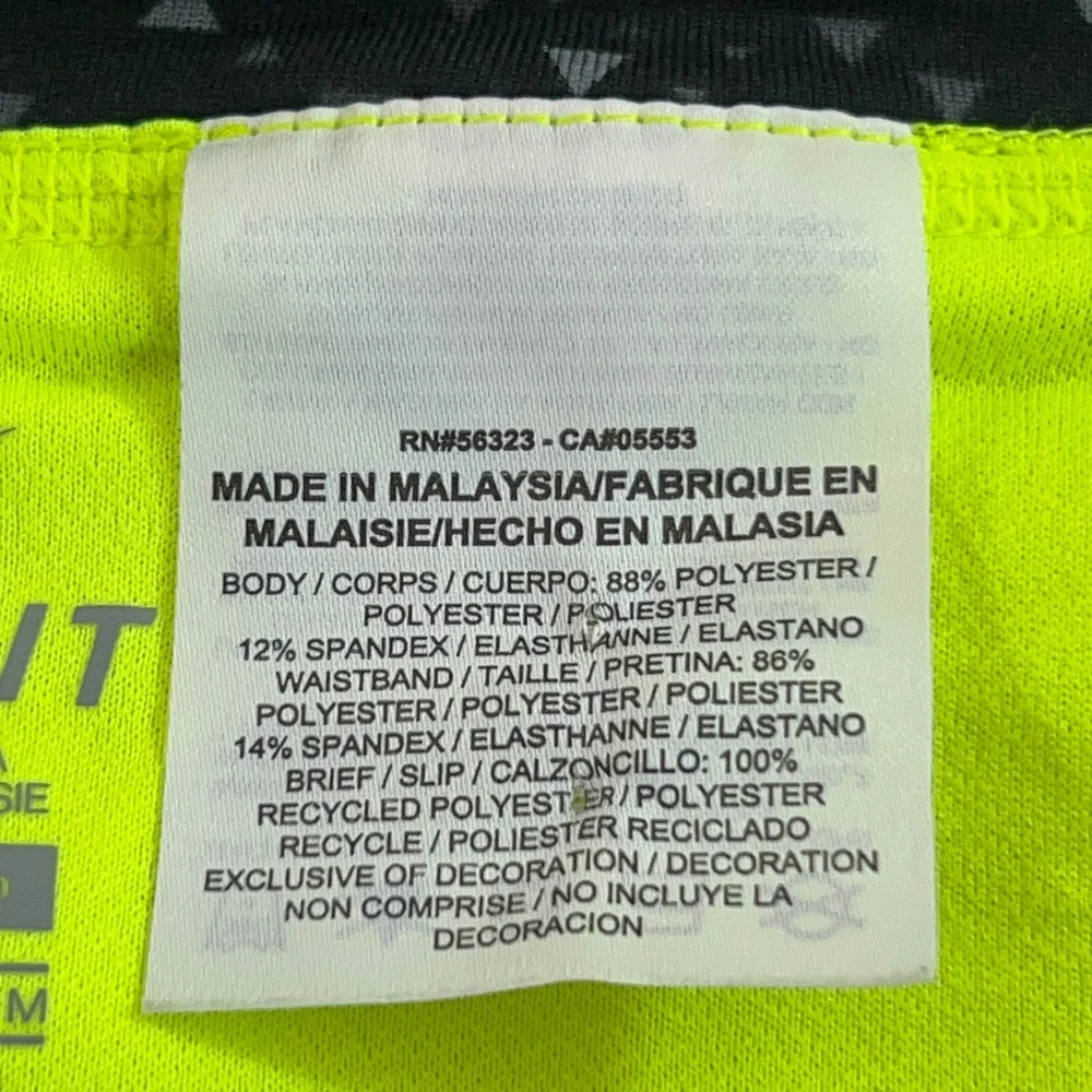 Nike Womens M Neon Yellow Dri-FIT Geometric Waistband Running Shorts